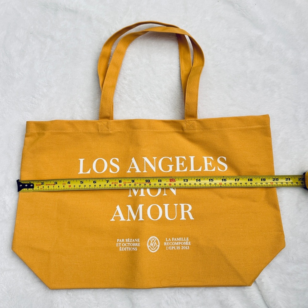 Sezane Paris yellow Canvas Tote Bag/ Los Angeles/ New - Picture 4 of 5